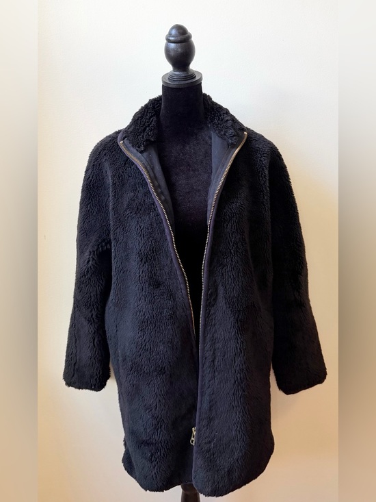 J. Crew Jackets & Blazers - J.Crew Black Sherpa Coat XXS Cozy Luxury Plush Minimal Chic Winter Jacket Great